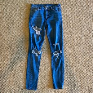 Topshop MOTO Mid-Rise Skinny Jeans - Distressed